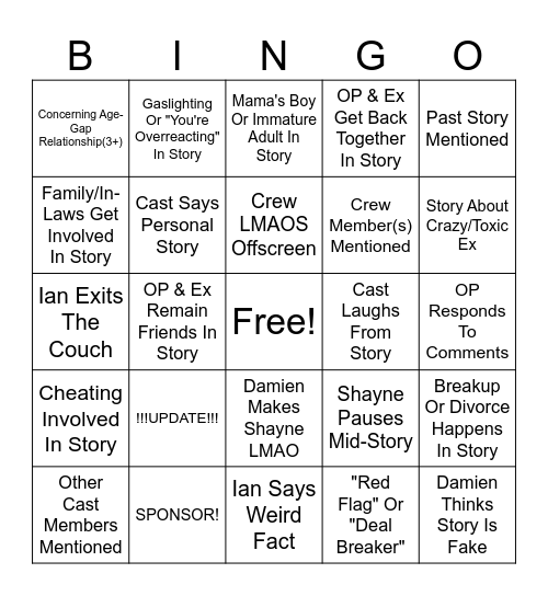 SRRS Bingo Card