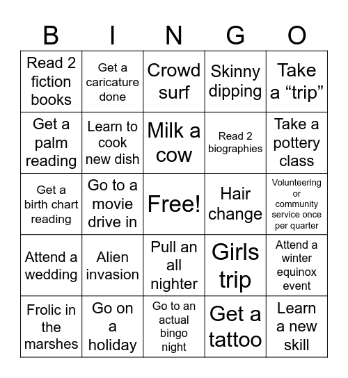2026 Bingo Card