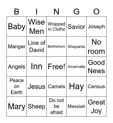 First Christmas Bingo Card