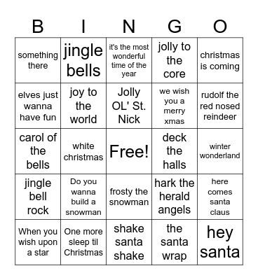 Disney Christmas Bingo Card