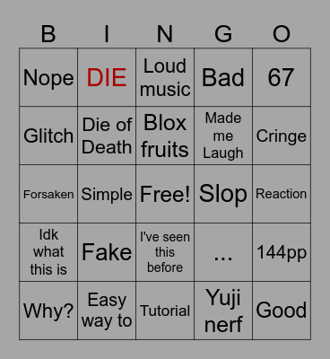 Do not open Bingo Card