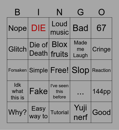 Do not open Bingo Card