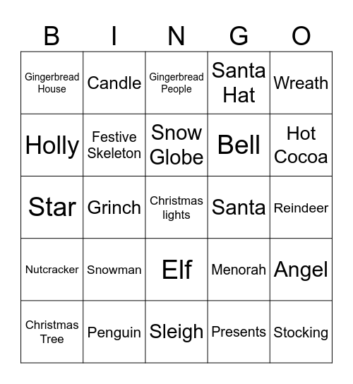Holiday Decoration Bingo! Bingo Card