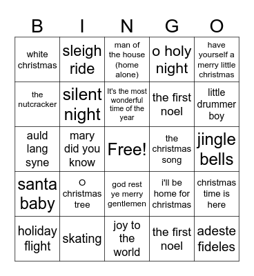 Christmas classical/jazz ensembles Bingo Card