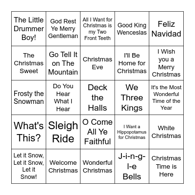 Christmas Singo Bingo Card