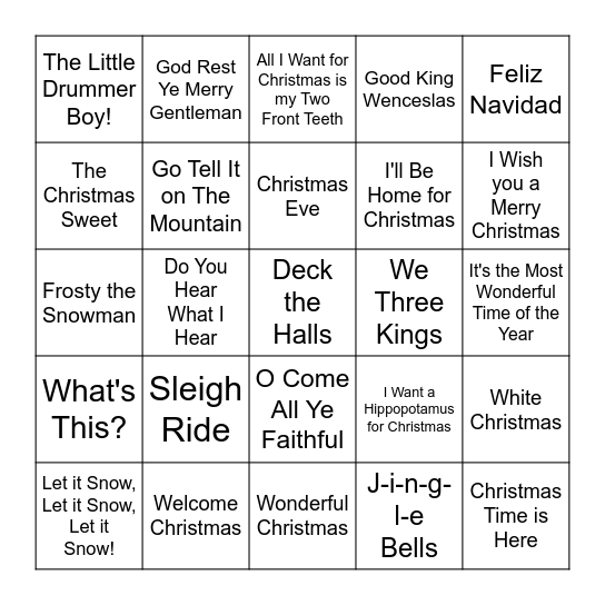 Christmas Singo Bingo Card