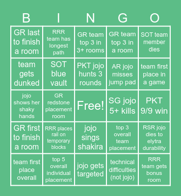 MCC Snow Down Mint Mistletoes Bingo! Bingo Card