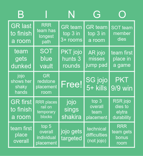 MCC Snow Down Mint Mistletoes Bingo! Bingo Card