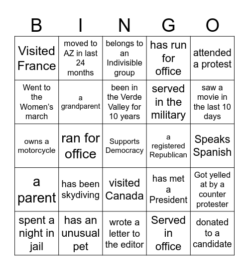 Get to Know You BINGO Card
