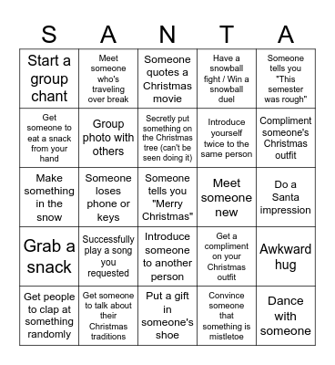 Christmas Bingo! (keep it a secret -- if someone catches you it doesn't count!) Bingo Card