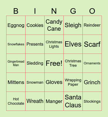 Christmas Bingo Card
