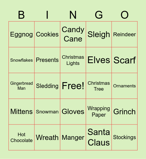 Christmas Bingo Card