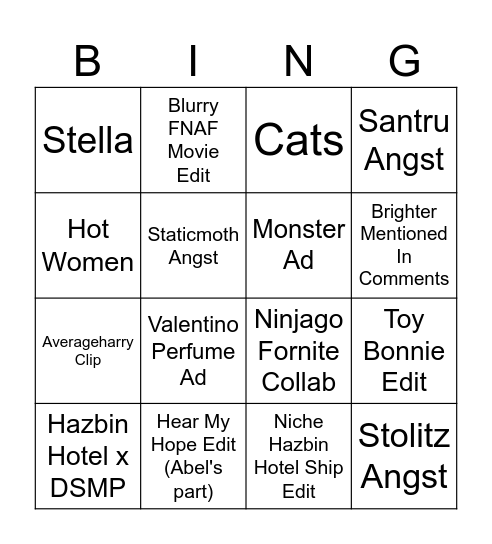 Tiktok Bingo Card