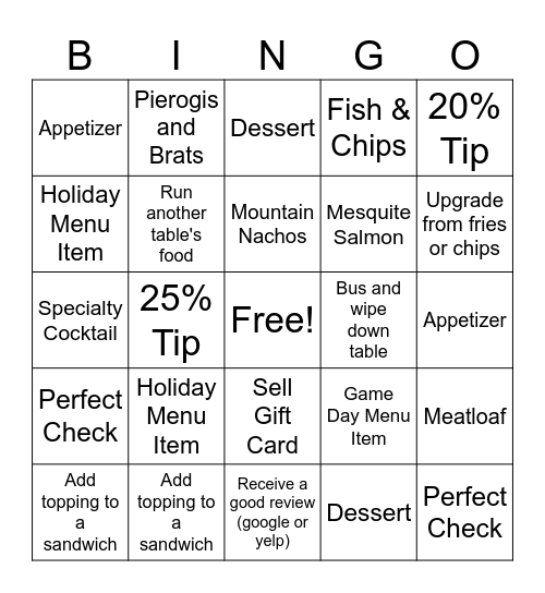 Server Bingo Card