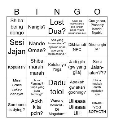 Iwahira Bingo Card