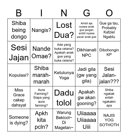 Iwahira Bingo Card