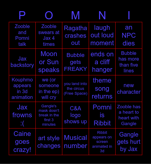 TADC EP.8 bingo Card