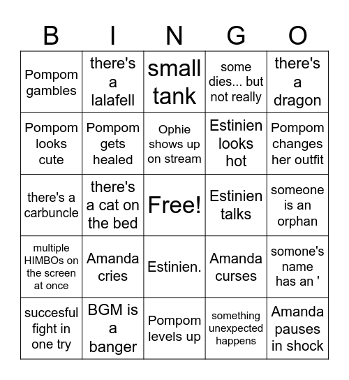 Ayemanda EW Bingo Card