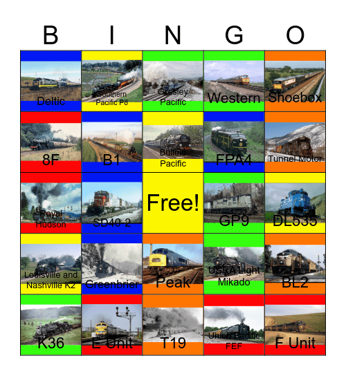 Railroads that I would like to visit with PWP besides Northpark Mall one day Bingo Card