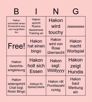 Roshakon Bingo Card