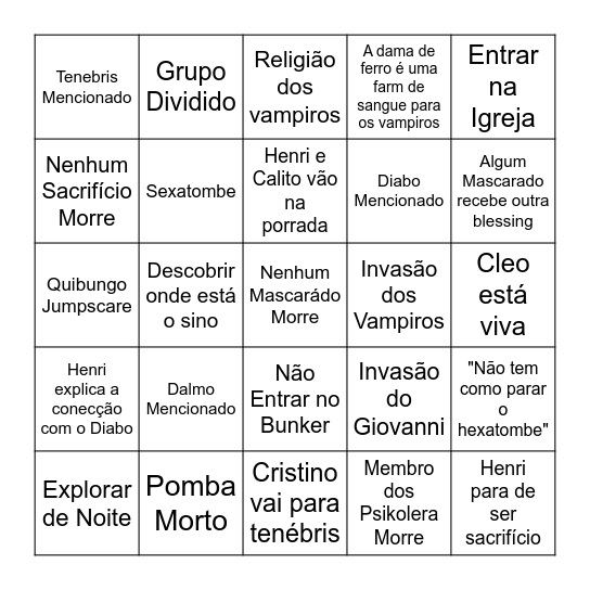 Dama de Ferro Bingo Card