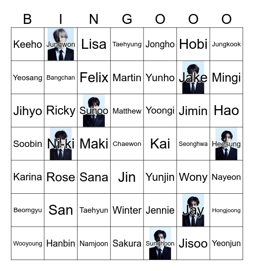 Guess who Bingo Card