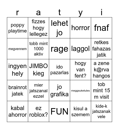 roblox jimbowok Bingo Card