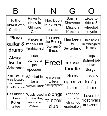 Fun Fact BINGO Card