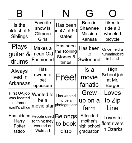 Fun Fact BINGO Card