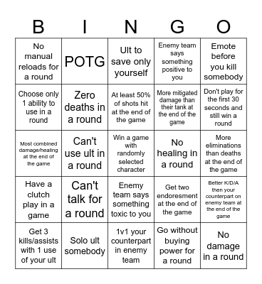 OW2 stadium Bingo Card