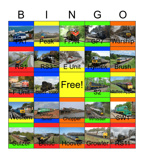 Diesels that I would like to take photographs and put them on my diesel scrapbook one day Bingo Card