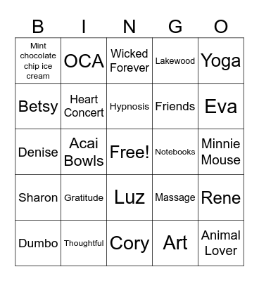 Jamie Sue BINGO Card