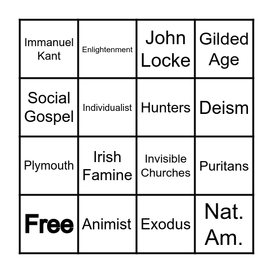 Religion in American Bingo Card