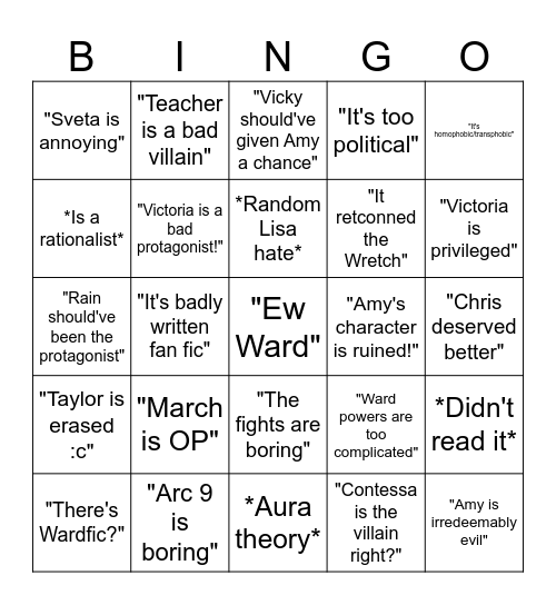 Ward Bingo Card