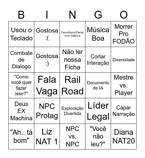 O que vai acontecer no RPG? Bingo Card