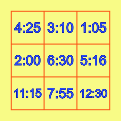 Telling the time Bingo Card