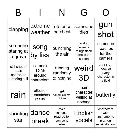 ANIME OPENING BINGO Card