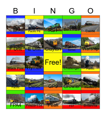 Historic Engines that I would like to take photographs and put them on my historic engines scrapbook one day Bingo Card