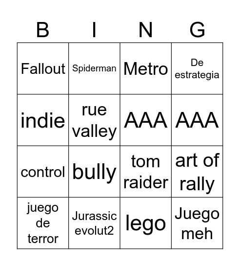EpiGame Juegos gratis Bingo Card