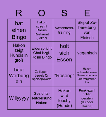 Roshakon Bingo Card