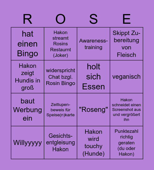 Roshakon Bingo Card