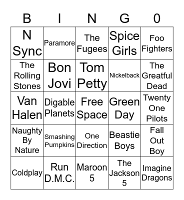 Name That Band - Card 1 Bingo Card