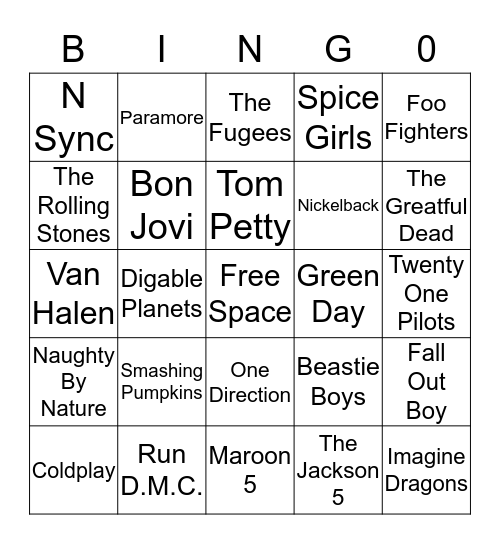 Name That Band - Card 1 Bingo Card