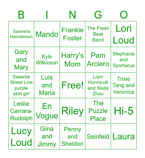 Dr. Teeth Bingo Card