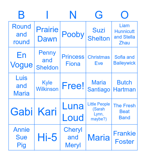 Zoot Bingo Card