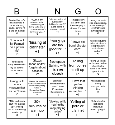 BAND BINGO Card