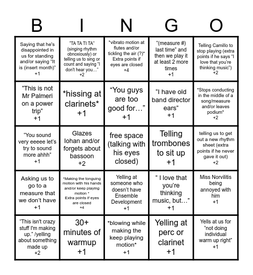 BAND BINGO Card