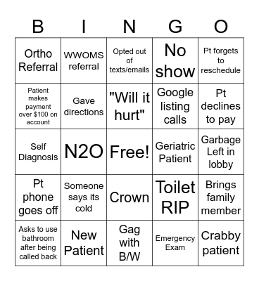 Grand Dental Office Bingo Card