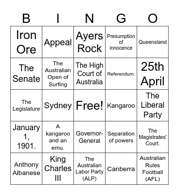 HASS Bingo Card