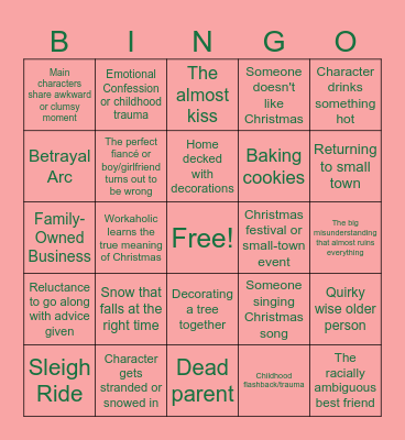 Hallmark Holiday Bingo Night Bingo Card